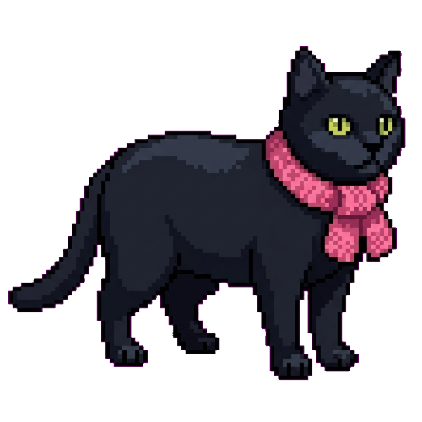 Pixel black cat